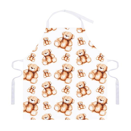 Cute Teddy Bear Pattern Print Adjustable Apron