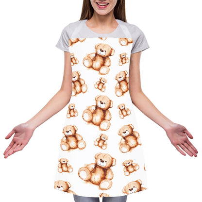Cute Teddy Bear Pattern Print Adjustable Apron