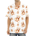 Cute Teddy Bear Pattern Print Aloha Shirt