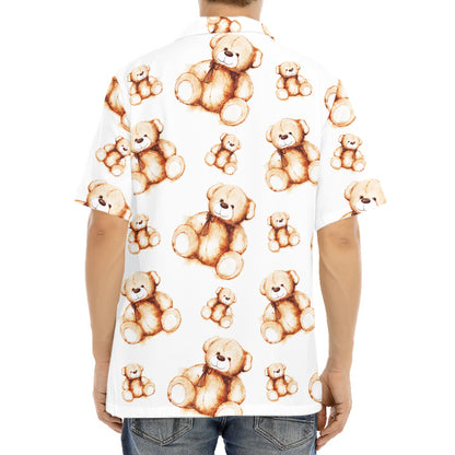 Cute Teddy Bear Pattern Print Aloha Shirt