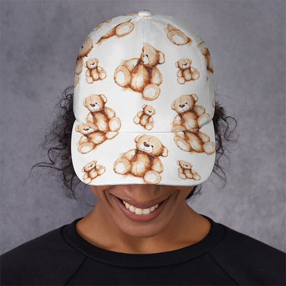 Cute Teddy Bear Pattern Print Baseball Cap