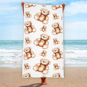 Cute Teddy Bear Pattern Print Beach Towel