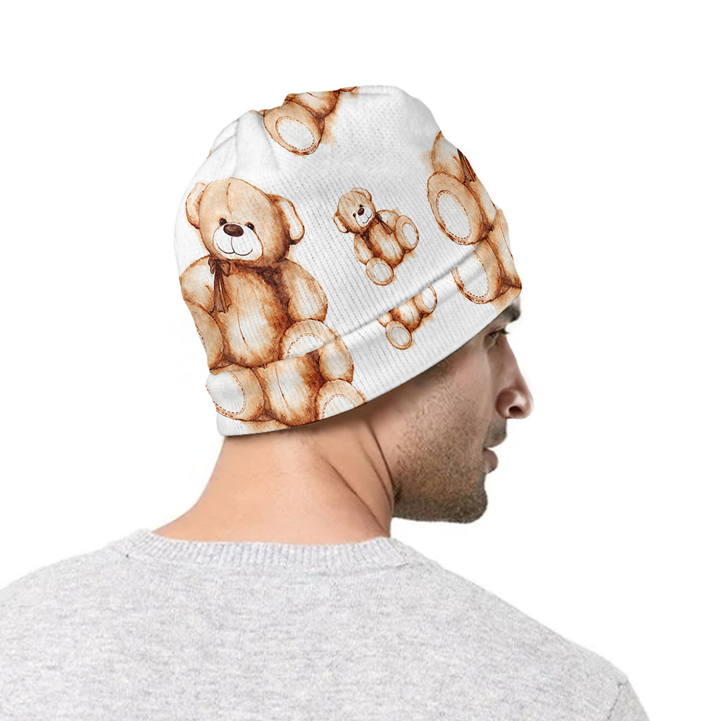 Cute Teddy Bear Pattern Print Beanie