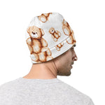 Cute Teddy Bear Pattern Print Beanie