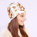 Cute Teddy Bear Pattern Print Beanie