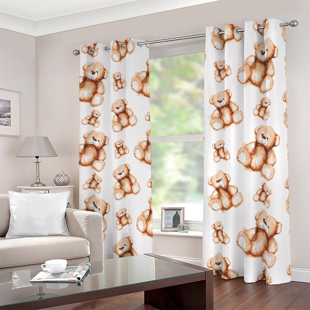 Cute Teddy Bear Pattern Print Blackout Grommet Curtains