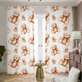 Cute Teddy Bear Pattern Print Dimout Pencil Pleat Curtains
