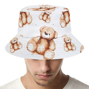 Cute Teddy Bear Pattern Print Bucket Hat