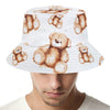 Cute Teddy Bear Pattern Print Bucket Hat