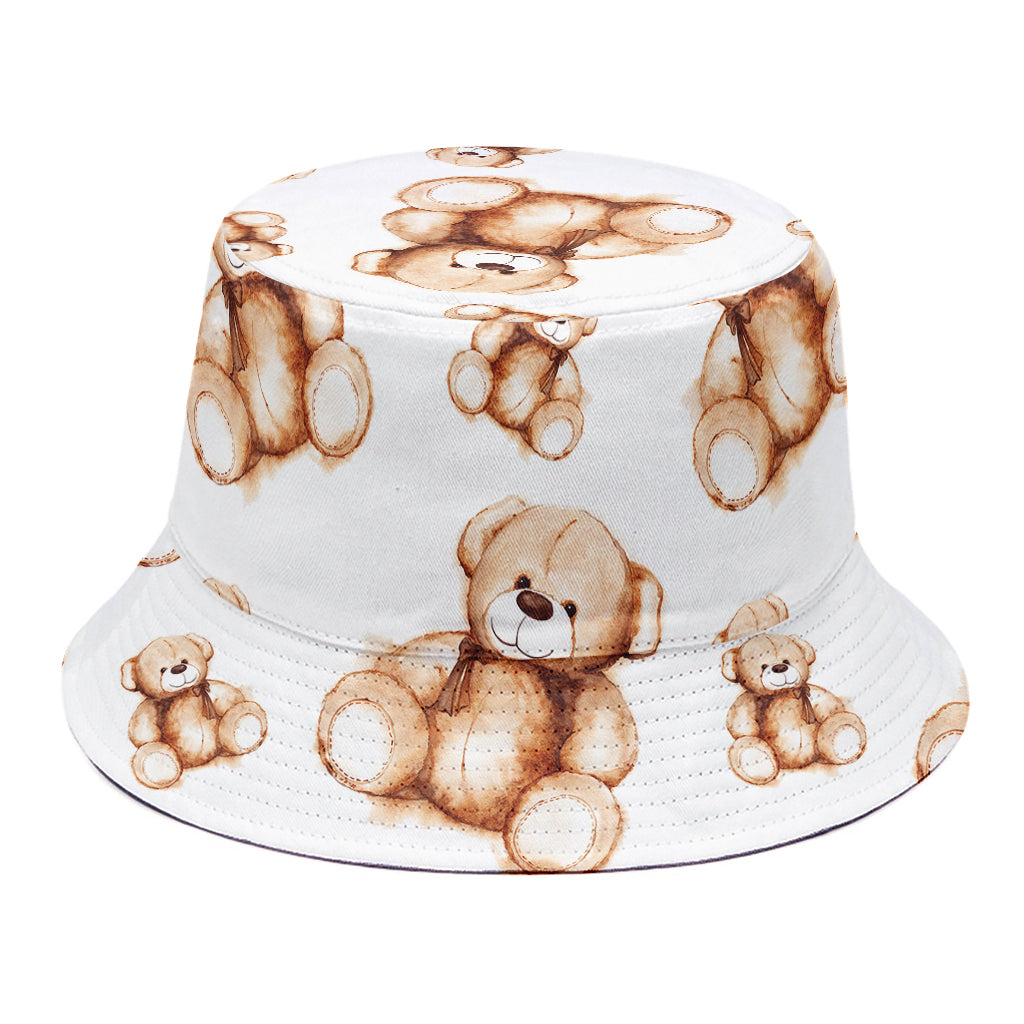 Cute Teddy Bear Pattern Print Bucket Hat