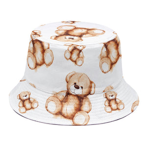 Cute Teddy Bear Pattern Print Bucket Hat