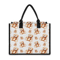 Cute Teddy Bear Pattern Print Canvas Tote Bag