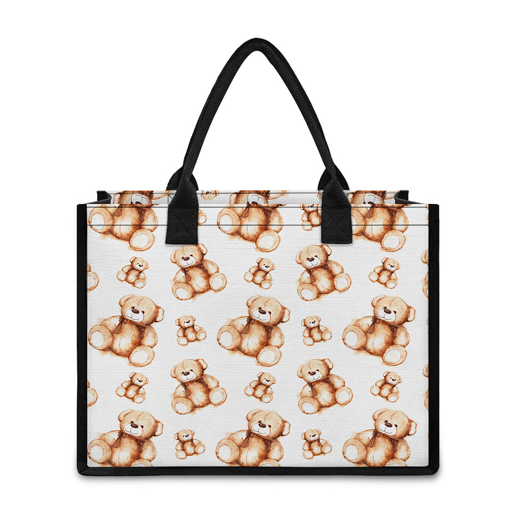 Cute Teddy Bear Pattern Print Canvas Tote Bag