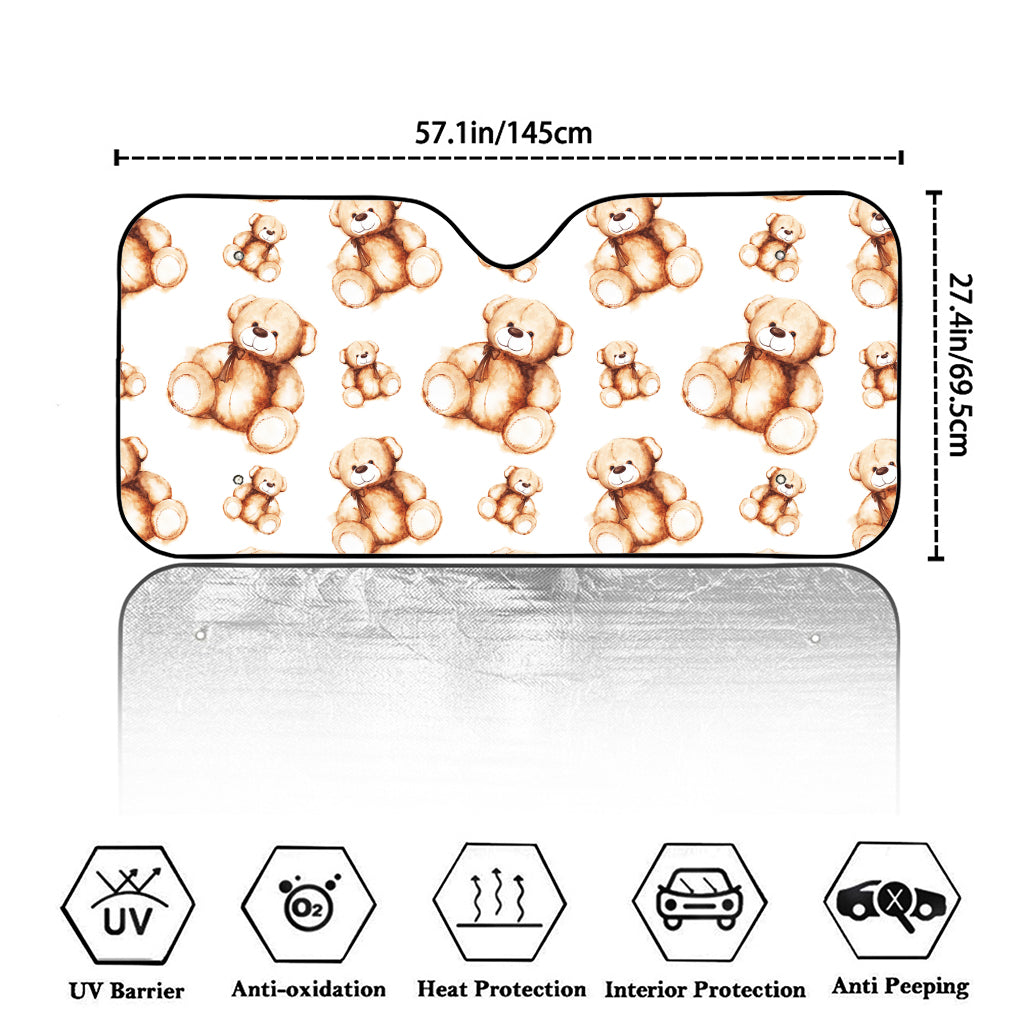 Cute Teddy Bear Pattern Print Car Windshield Sun Shade