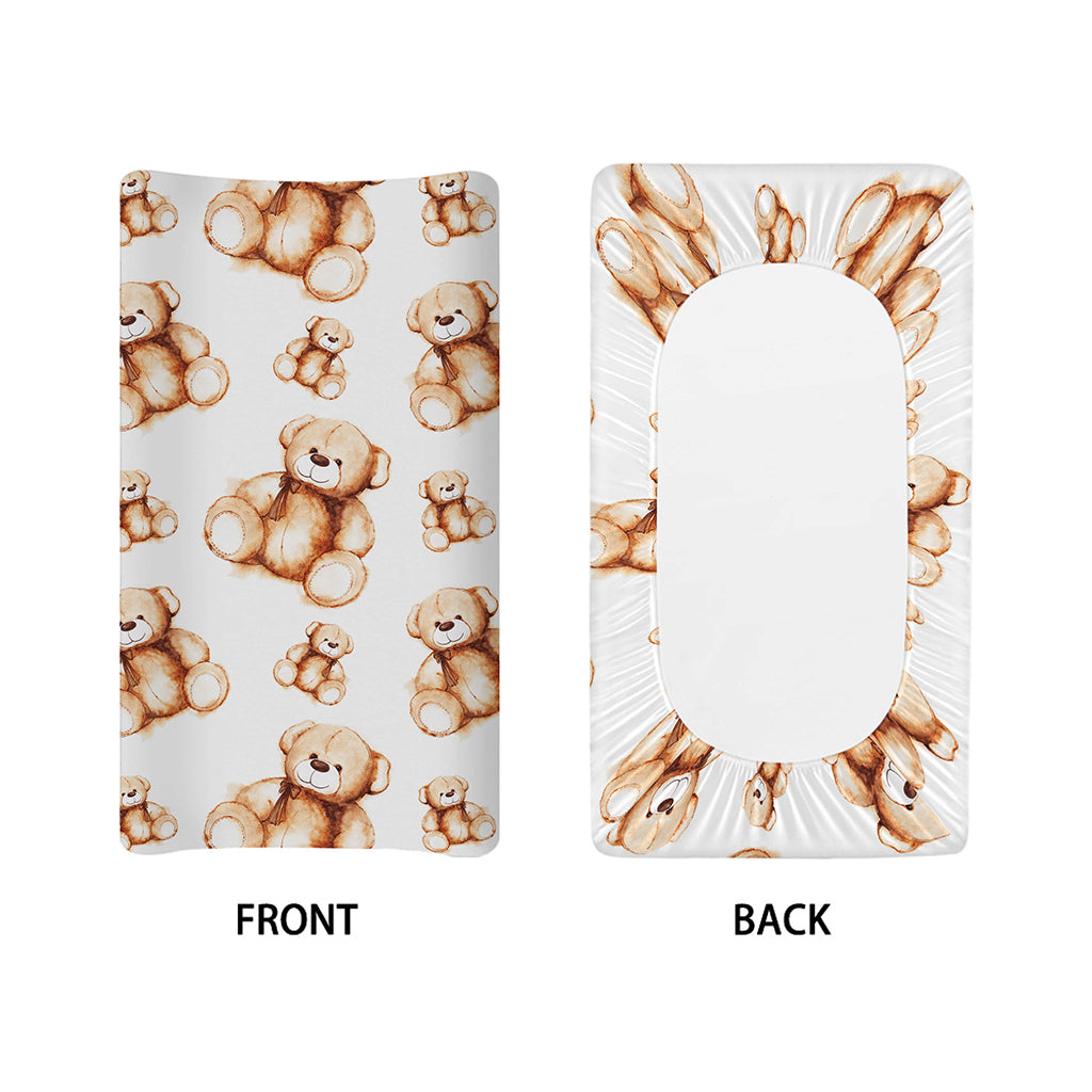 Cute Teddy Bear Pattern Print Changing Pad Cover