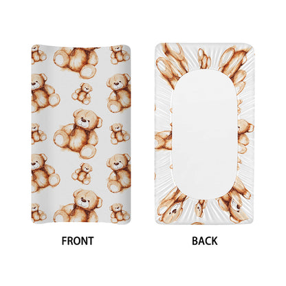 Cute Teddy Bear Pattern Print Changing Pad Cover