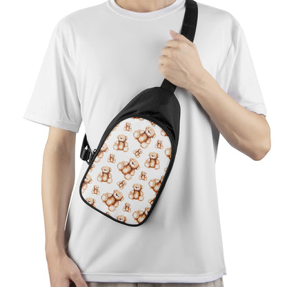 Cute Teddy Bear Pattern Print Chest Bag