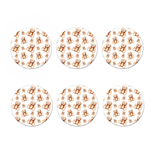 Cute Teddy Bear Pattern Print Coaster Set