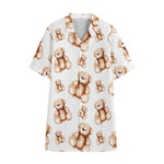 Cute Teddy Bear Pattern Print Cotton Hawaiian Shirt