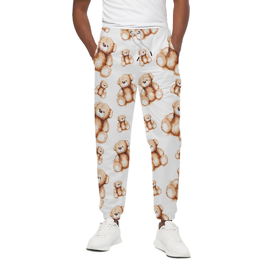 Cute Teddy Bear Pattern Print Cotton Pants