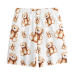 Cute Teddy Bear Pattern Print Cotton Shorts
