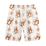 Cute Teddy Bear Pattern Print Cotton Shorts
