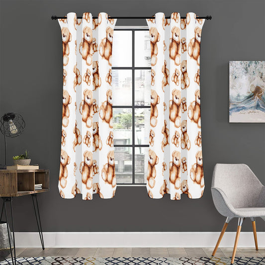 Cute Teddy Bear Pattern Print Curtain