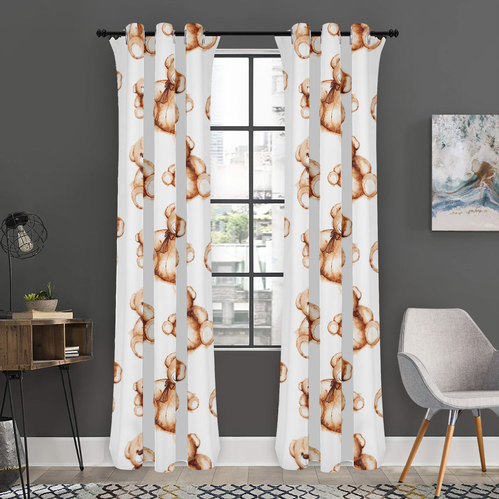 Cute Teddy Bear Pattern Print Curtain