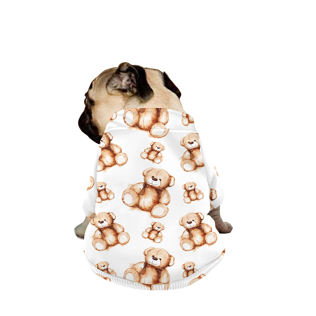 Cute Teddy Bear Pattern Print Dog Zip Up Jacket