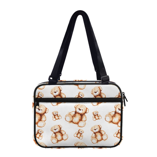Cute Teddy Bear Pattern Print Double Strap Bible Bag