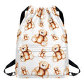 Cute Teddy Bear Pattern Print Drawstring Backpack