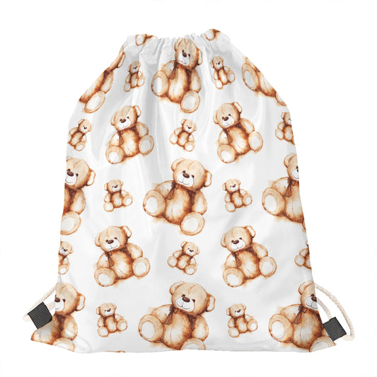 Cute Teddy Bear Pattern Print Drawstring Bag