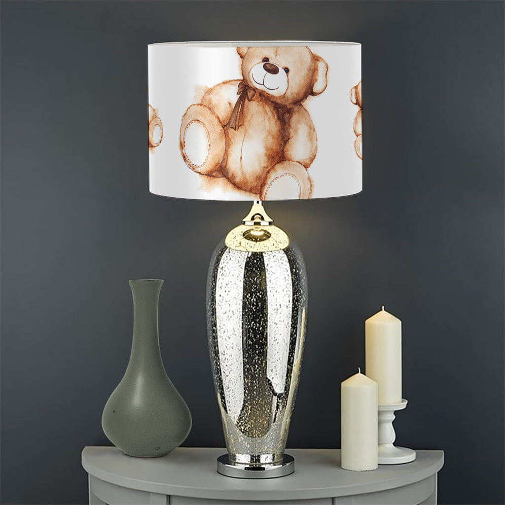 Cute Teddy Bear Pattern Print Drum Lamp Shade
