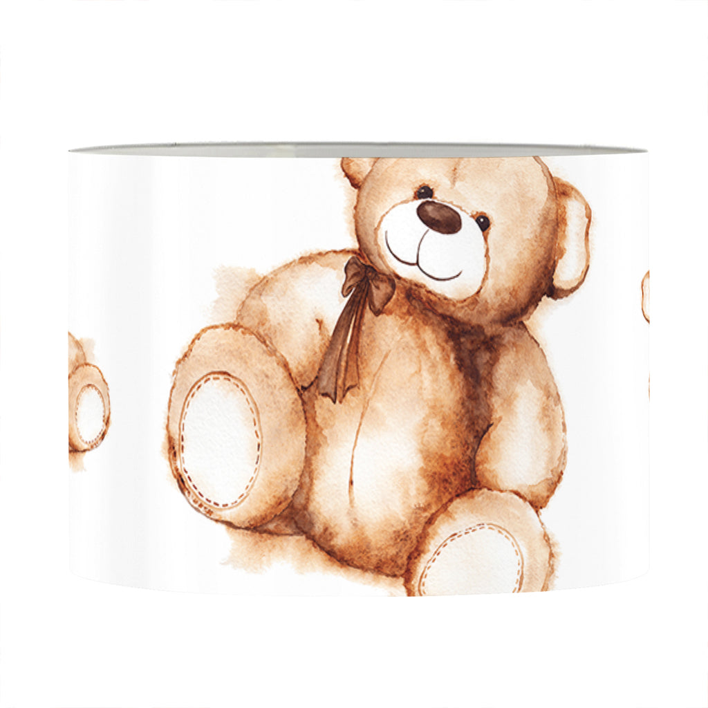 Cute Teddy Bear Pattern Print Drum Lamp Shade