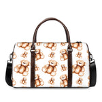 Cute Teddy Bear Pattern Print Duffle Bag