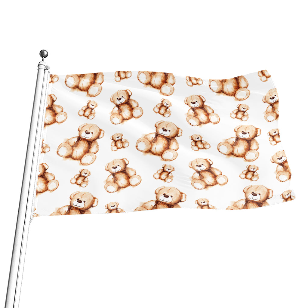 Cute Teddy Bear Pattern Print Flag