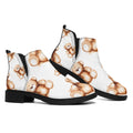 Cute Teddy Bear Pattern Print Flat Ankle Boots