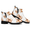 Cute Teddy Bear Pattern Print Flat Ankle Boots