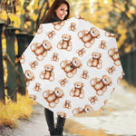 Cute Teddy Bear Pattern Print Foldable Umbrella