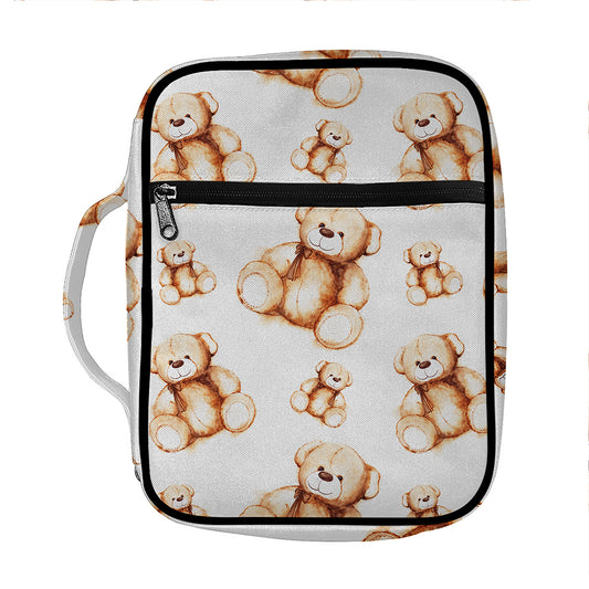 Cute Teddy Bear Pattern Print Front Pocket Bible Bag