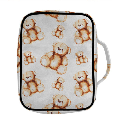 Cute Teddy Bear Pattern Print Front Pocket Bible Bag