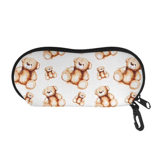 Cute Teddy Bear Pattern Print Glasses Case