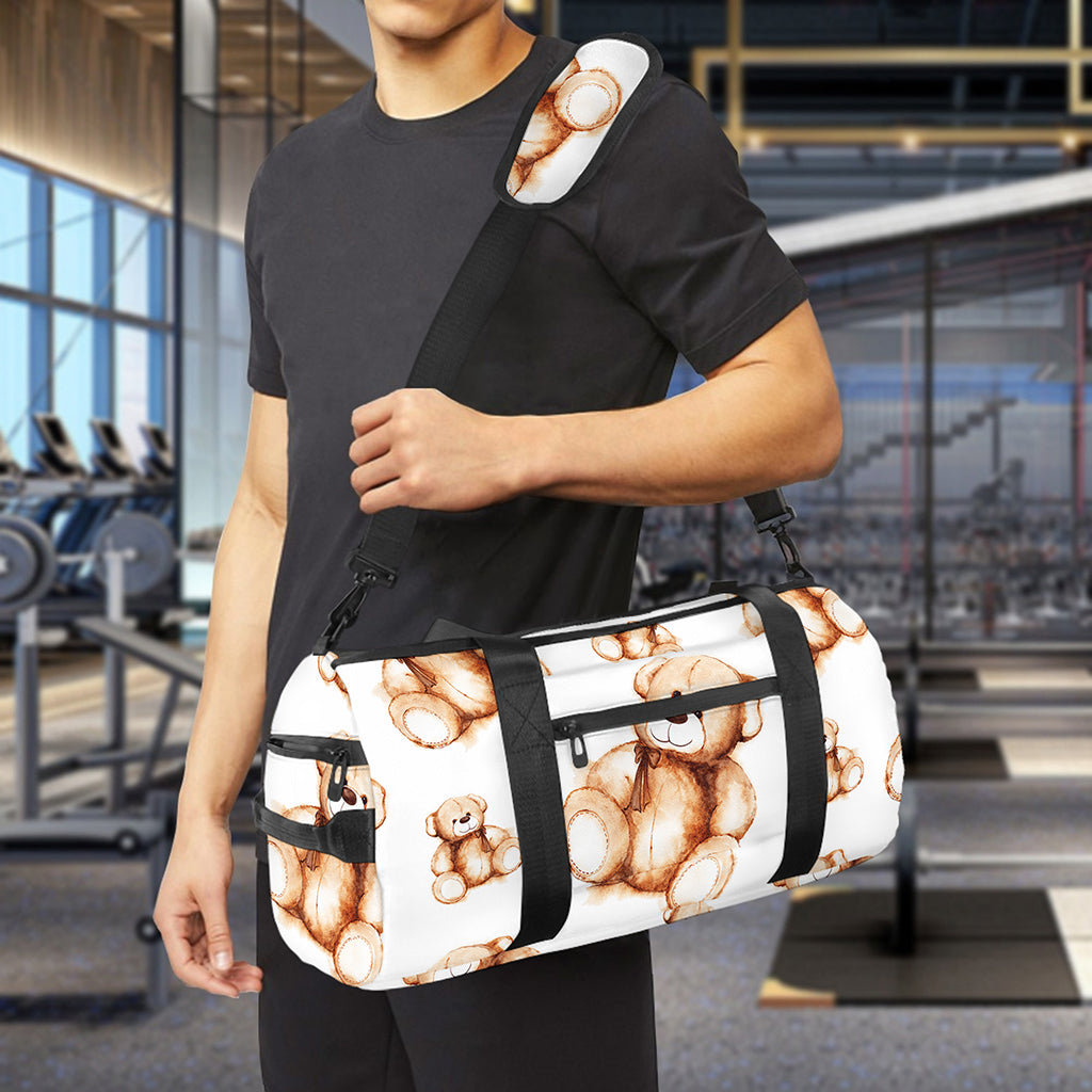 Cute Teddy Bear Pattern Print Gym Bag