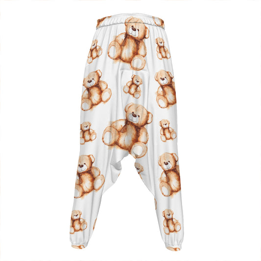 Cute Teddy Bear Pattern Print Hammer Pants