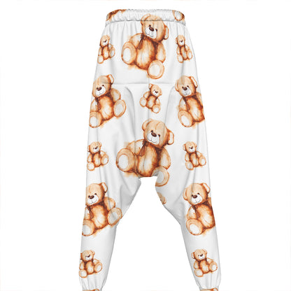 Cute Teddy Bear Pattern Print Hammer Pants