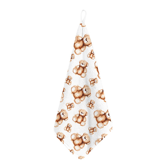 Cute Teddy Bear Pattern Print Hand Towel