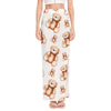 Cute Teddy Bear Pattern Print High Slit Maxi Skirt