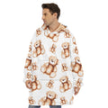 Cute Teddy Bear Pattern Print Hoodie Blanket