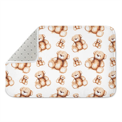 Cute Teddy Bear Pattern Print Indoor Door Mat