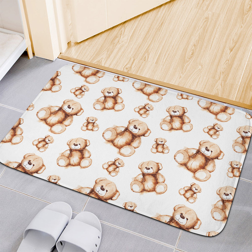 Cute Teddy Bear Pattern Print Indoor Door Mat